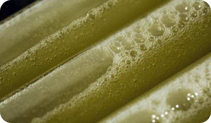 close-up of DELTA liquid inside bottles
